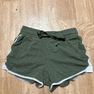 Olive Green & White Women's Athletic Shorts - size medium (8-10)